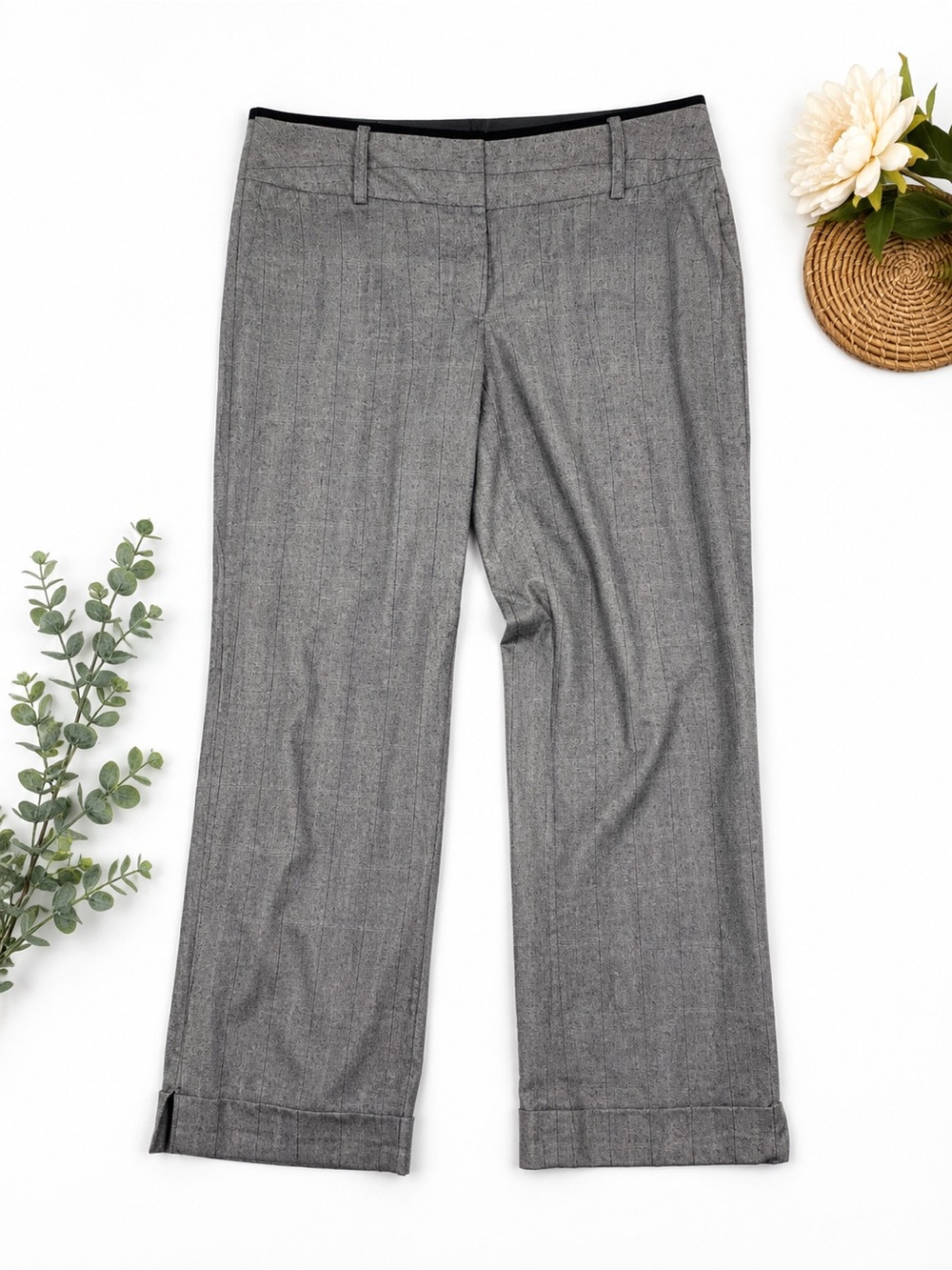 Ashley Stewart Gray Pinstripe Cuffed Dress Pants Women’s Size 16